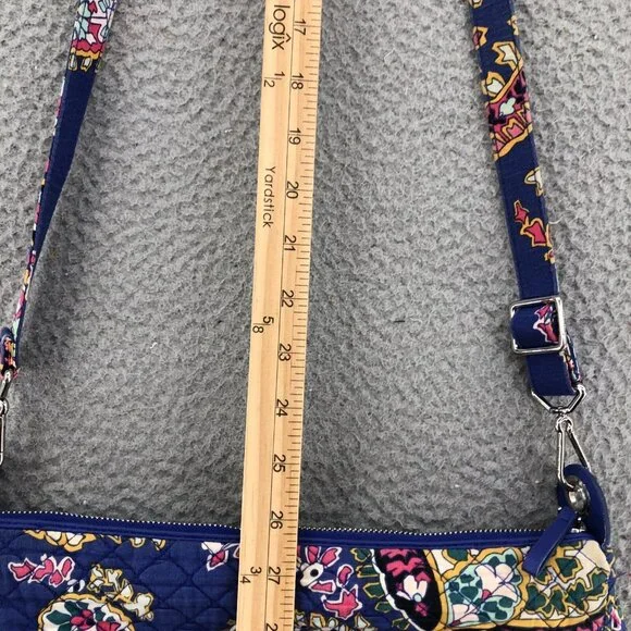 Vera Bradley Purse Iconic Shoulder Bag Carson Blue Multi Romantic Paisley Quilt - Picture 14 of 14